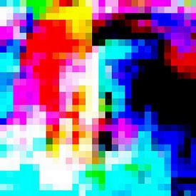 abstrakte Malerei  Frau mit Hut als Pixelbild von lee eggstein