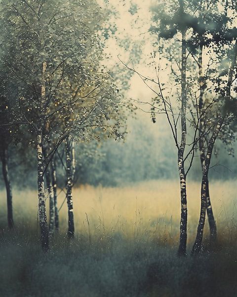 Mystieke Sfeer In Het Bos Van Fernlichtsicht Op Canvas Behang En Meer