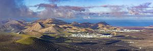 Sunrise from the Montana de Guardilama to the wine-growing region of La Geria