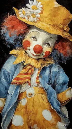 happy clown in aquarel
