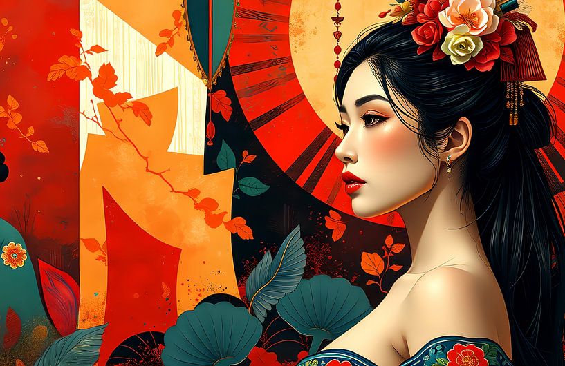 japanse abstracte kunst Geisha van Egon Zitter