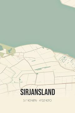 Vintage landkaart van Sirjansland (Zeeland) van Rezona