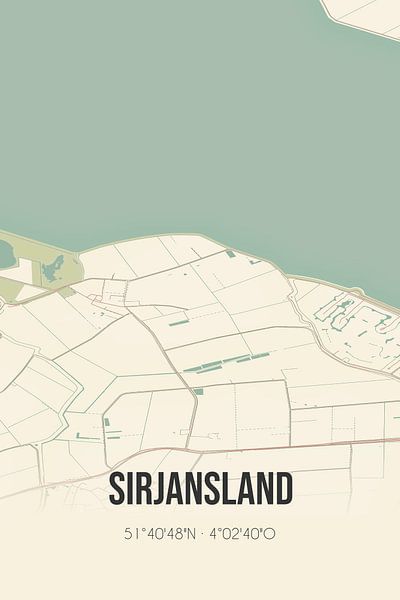 Vintage map of Sirjansland (Zeeland) by Prints of Place