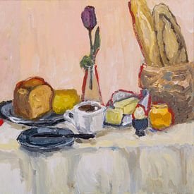 Ontbijt met koffie en baquette van Tanja Koelemij
