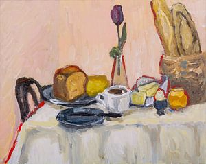 Frühstück mit Kaffee und Baquette von Tanja Koelemij