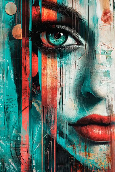 Jeu de couleurs d'un visage humain par Poster Art Shop