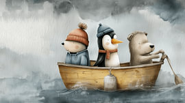 Les amateurs d'hiver dans un petit bateau en bois sur Wolkenlos