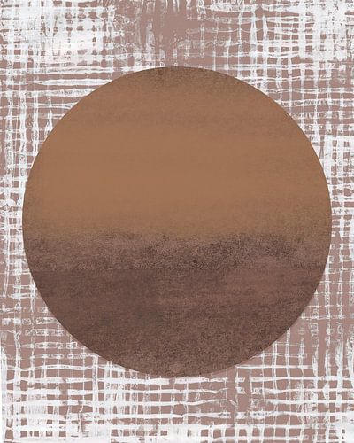 Ikigai. Nieuw begin. Minimalistisch abstract in roestbruin