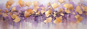 Kunstwerk Ginkgo Biloba met Mauve Achtergrond van De Mooiste Kunst