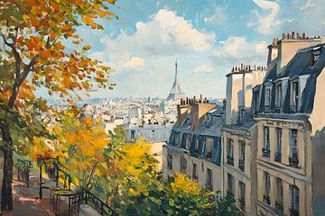 Herfstkleuren boven Montmartre van Skyfall