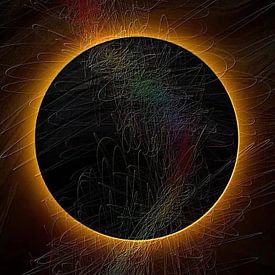 Künstlerisches Porträt einer Frau mit goldenem und blumigem Make-up | Surreale Schönheitskunst von Artivisual