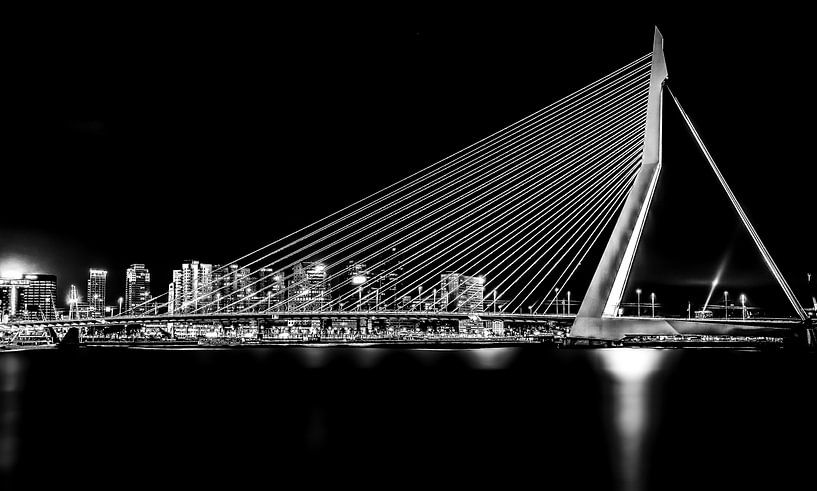 Erasmusbrug in Zwart Wit van Mario Calma