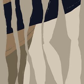 Formes et lignes abstraites en taupe, noir, marron et blanc no. 3 sur Dina Dankers