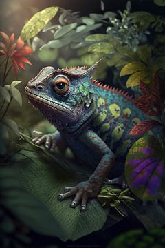 Chameleon digitale art van Digitale Schilderijen
