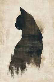 Cat painting Minimalism | Shadowed Feline Grace by Modern Collection