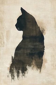 Kattenschilderij Minimalisme | Shadowed Feline Grace van Modern Collection