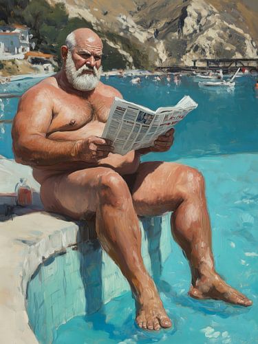 Nackter Mann am Pool von BEARpictureart