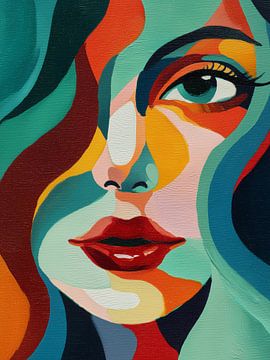 Turquoise lef met koraalrode lippenstift van Color Square