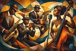 Jazz music band painting. by Gallery Hoppenbrouwers