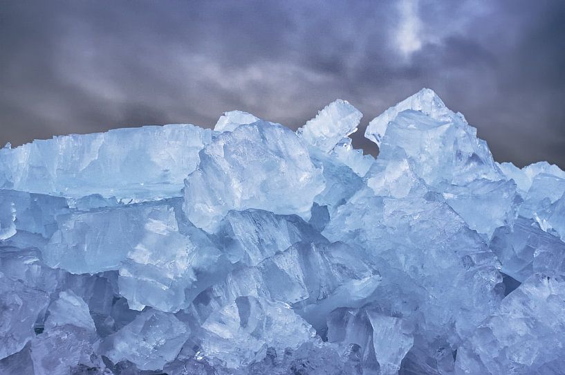 Big pile of ice blocks with beautiful sky. by foto-fantasie foto-fantasie