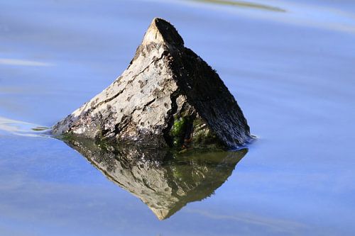Stone: Mirrored triangular rock in lake