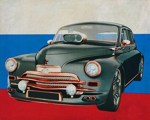 GAZ M20V 1946 met vlag van Rusland