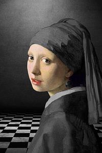 Meisje met de Parel – The almost Black & White Edition sur Marja van den Hurk