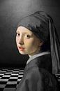 Meisje met de Parel – The almost Black & White Edition van Marja van den Hurk thumbnail