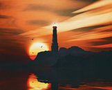 Lighthouse with a sunset and clouds by Jan Keteleer (JanKé): A Journey Beyond the Canvas thumbnail