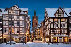 Marktkirche en oude binnenstad in Hannover, Duitsland van Michael Abid
