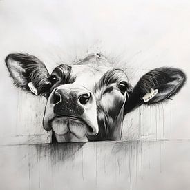 Cow portrait sketch by Marjolein Deelen