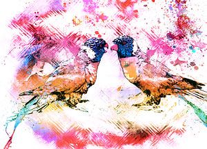 Abstract colored lori birds