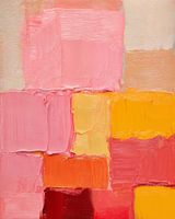 Modern abstract in roze en okergeel