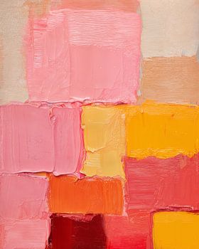 Modernes Abstraktes in Rosa und Ockergelb