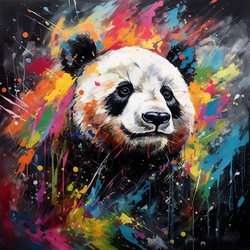 Panda abstract zwart