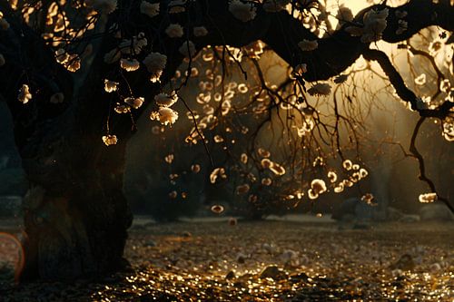 Magische bloesems bij zonsondergang