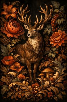 Deer surrounded by flowers