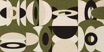 lModern abstract industrieel geometrisch in groen, beige, zwart van Dina Dankers