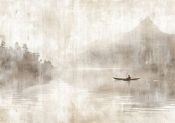 Landschap Schilderij | Reflections of Tranquil Solitude van Modern Collection