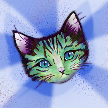Kattenkoppie Digitale tekening van Bianca Wisseloo