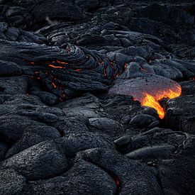 La lave sur la grande île d'Hawaï sur Monique de Koning