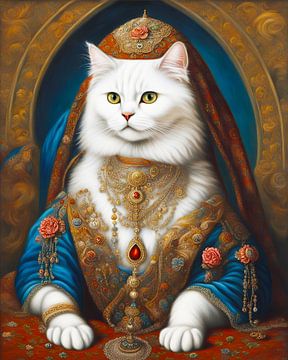 Fantasy Persian cat also called the Persian cat in Traditional Persian dress and jewellery-9 by Carina Dumais