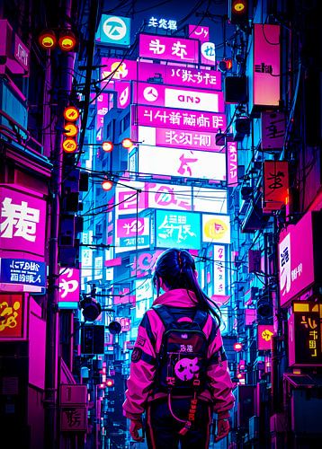 Cyberpunk Style Anime Girl Tokyo Japan