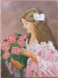 Girl with roses. von Gloria Gill