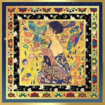 S.F. Geremasterde versie van Dame met waaier van Gustav Klimt van Silver Fox Art Decor