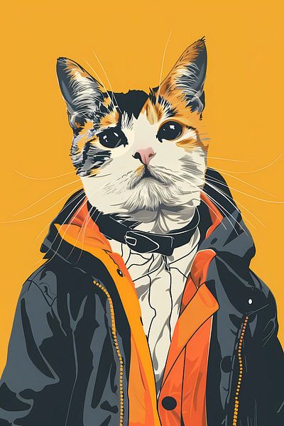 Coole Katze im bunten Regenmantel von Imperial Art House