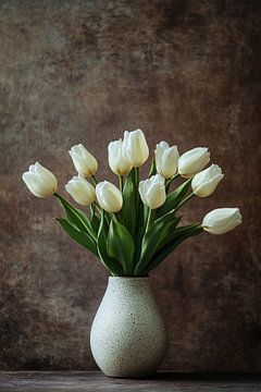 Elegante witte tulpen in vaas van Imperial Art House