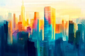 Urban blaze of colour at sunset by Poster Art Shop