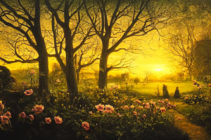 Blumen in einem Garten im Frühling Illustration