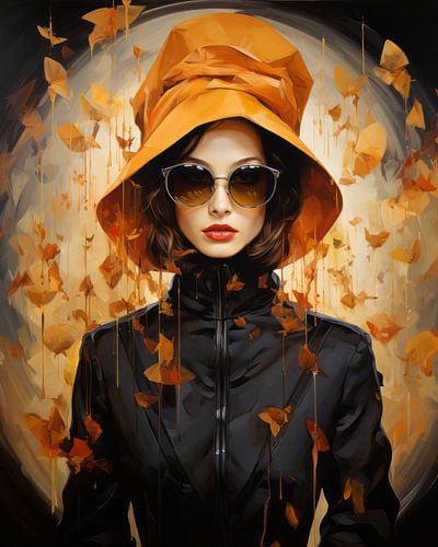 Porträt "Dame in Schwarz und Gelb"